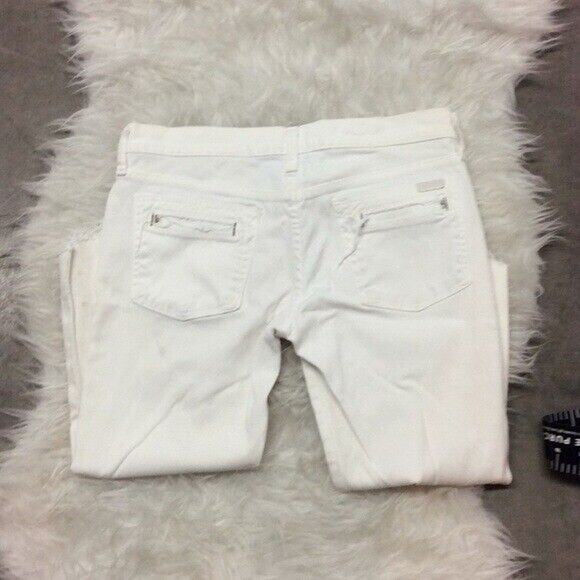7 For All Mankind white slim jean custom distressed Raw Hem Cropped Size 28 - Picture 8 of 8
